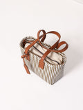 Ana SMALL Tote - White & Gold Stripes
