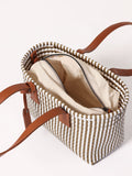 Ana SMALL Tote - White & Gold Stripes