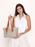 Ana SMALL Tote - White & Gold Stripes