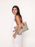 Ana SMALL Tote - White & Gold Stripes