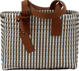 Ana SMALL Tote - White & Gold Stripes