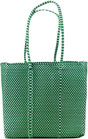 Small Tote -  Green and White