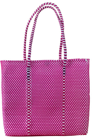 Small Tote -  Fucsia and White